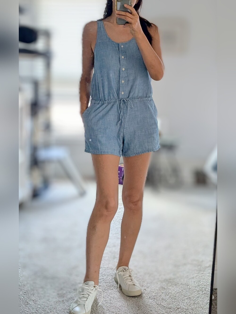 Levi's Light Blue Denim Tank Romper